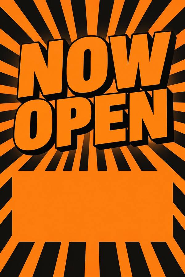 Grand Opening and Now Open sign, retro