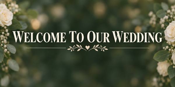 Welcome To Our Wedding banner, photo