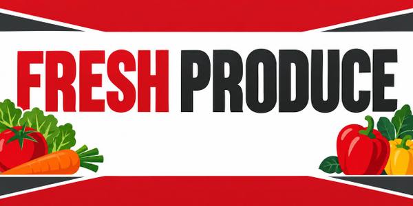 Farmers Market and Fresh Produce banner, type