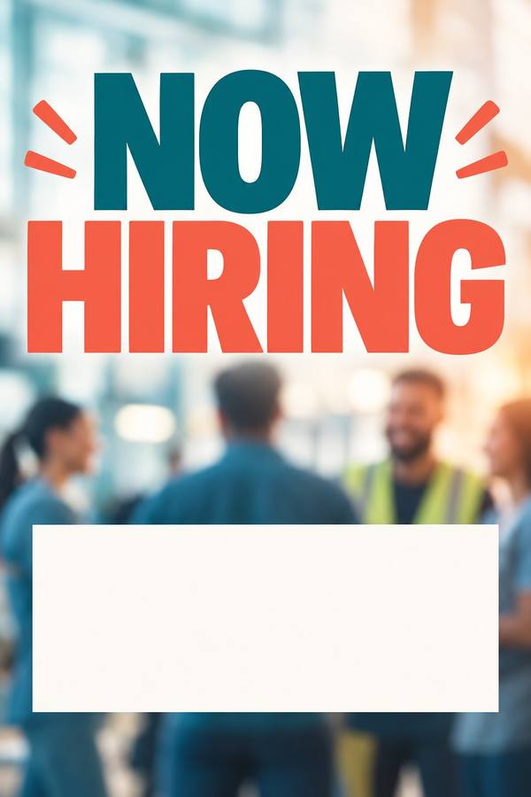 Now Hiring sign, photo