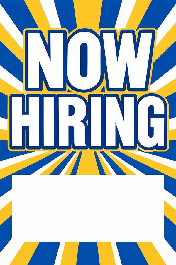 Now Hiring sign, retro