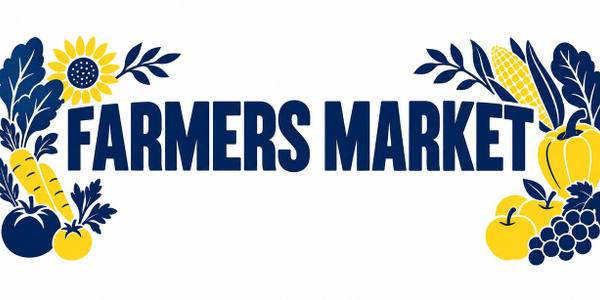 Farmers Market and Fresh Produce banner, illustrated