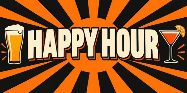 Daily Specials and Happy Hour banner, retro