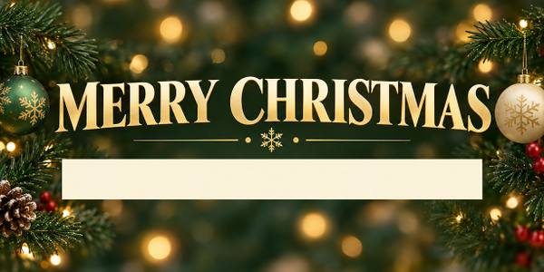 Merry Christmas and Happy Holidays banner, photo