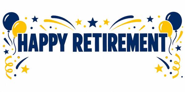 Happy Retirement banner, illustrated