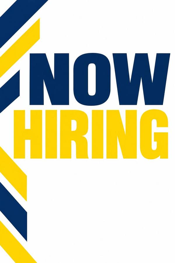 Now Hiring sign, bold