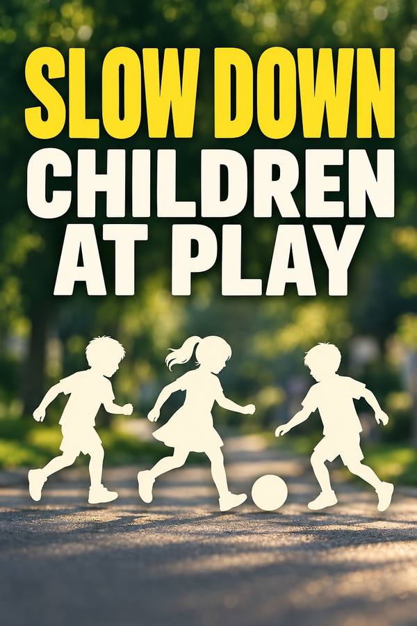 Slow Down Children At Play sign, photo