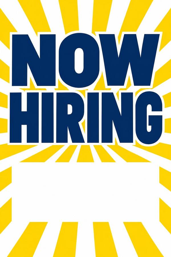 Now Hiring sign, retro
