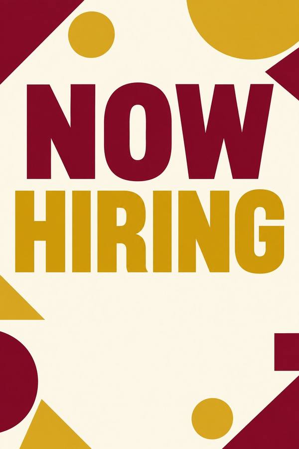 Now Hiring sign, geometric