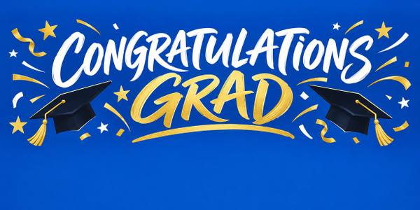 Congratulations Grad banner, hand lettered