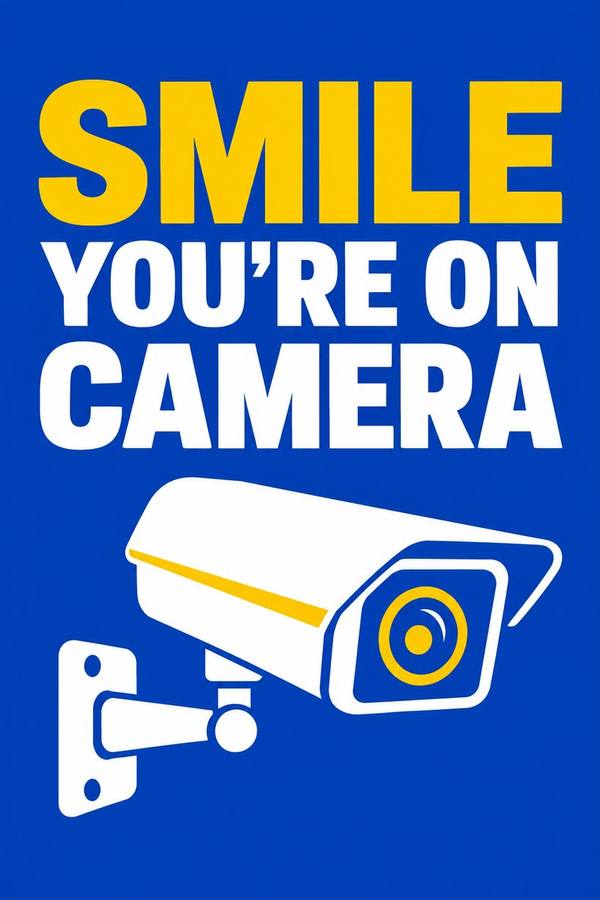 Smile You're On Camera sign, clean