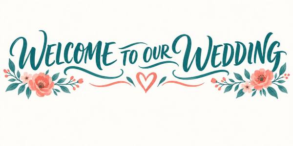 Welcome To Our Wedding banner, hand lettered