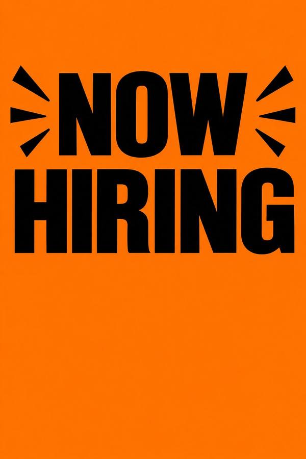 Now Hiring sign, illustrated