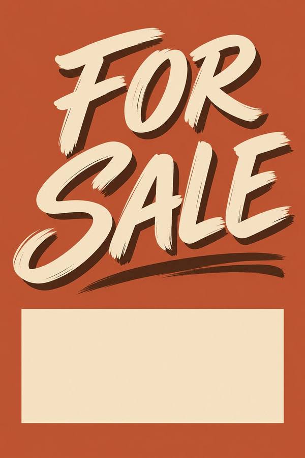For Sale sign, hand lettered