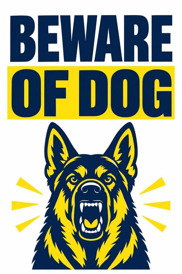 Beware Of Dog sign, illustrated
