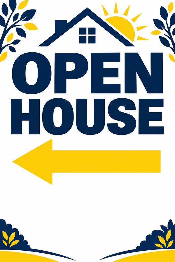 Open House sign, illustrated