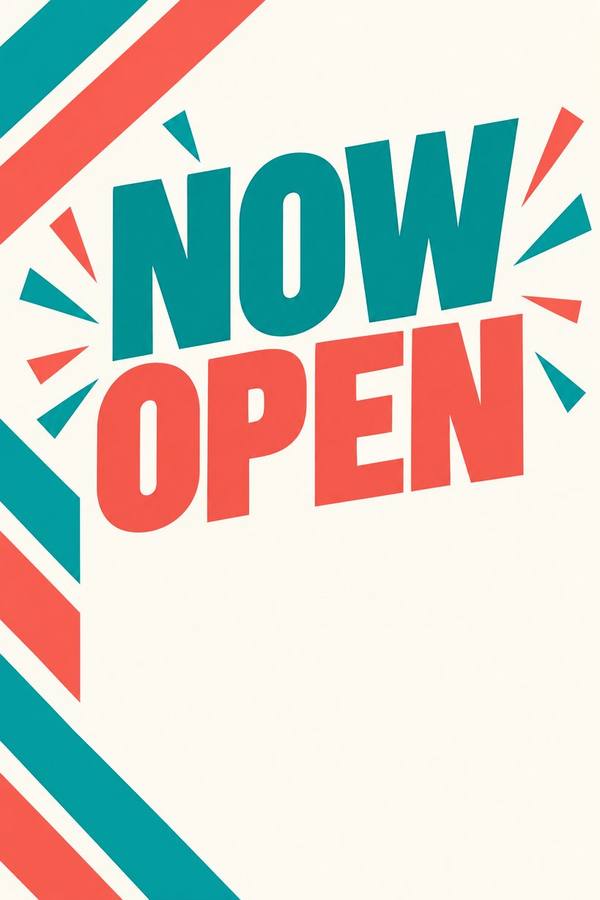 Grand Opening and Now Open sign, bold