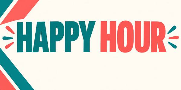 Daily Specials and Happy Hour banner, bold