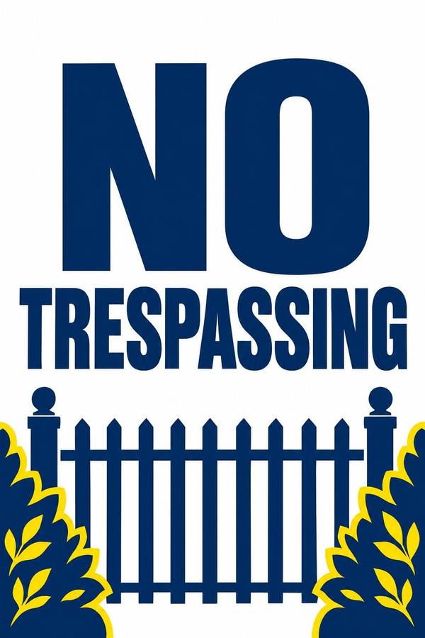 No Trespassing and Private Property sign, illustrated