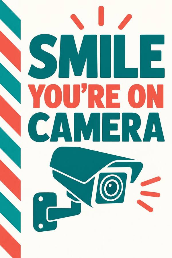 Smile You're On Camera sign, bold