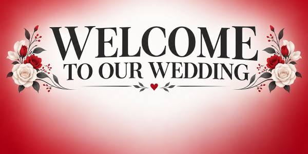 Welcome To Our Wedding banner, gradient