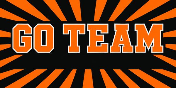 Go Team banner, retro