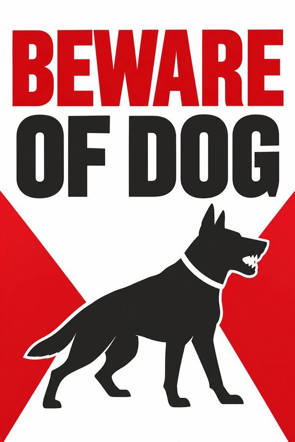 Beware Of Dog sign, type