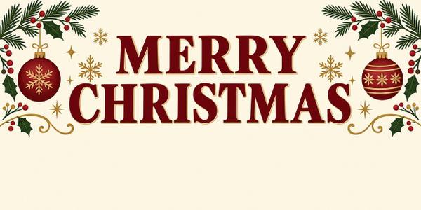 Merry Christmas and Happy Holidays banner, chalkboard