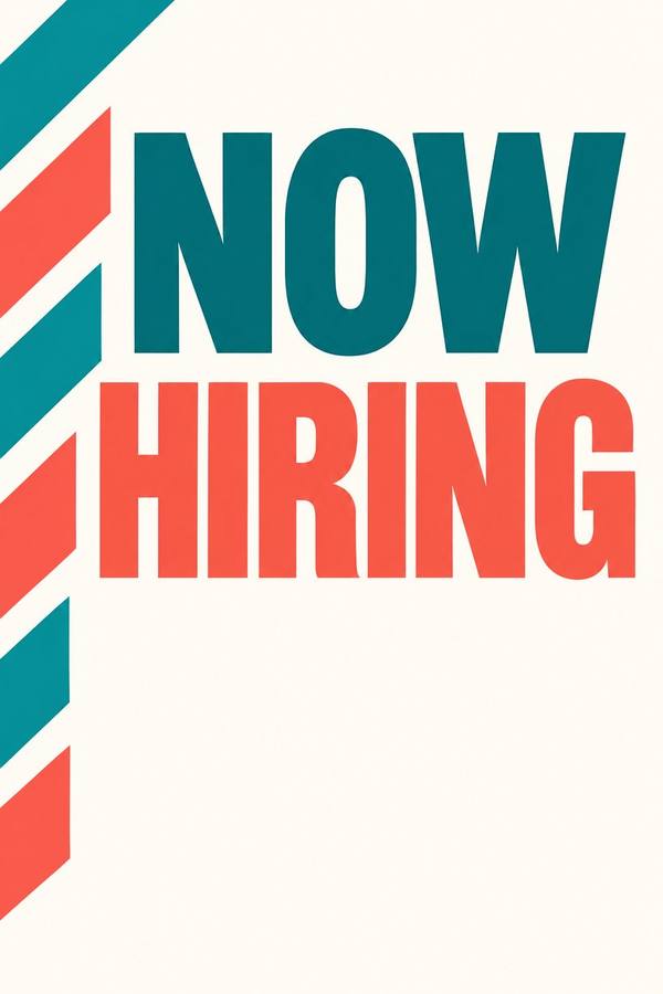 Now Hiring sign, bold