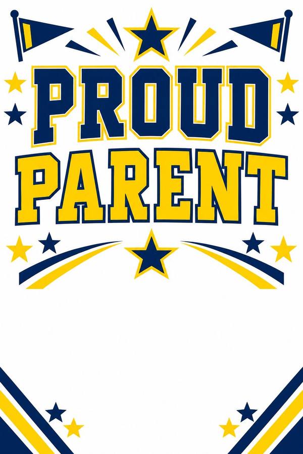 Proud Parent and School Spirit sign, illustrated