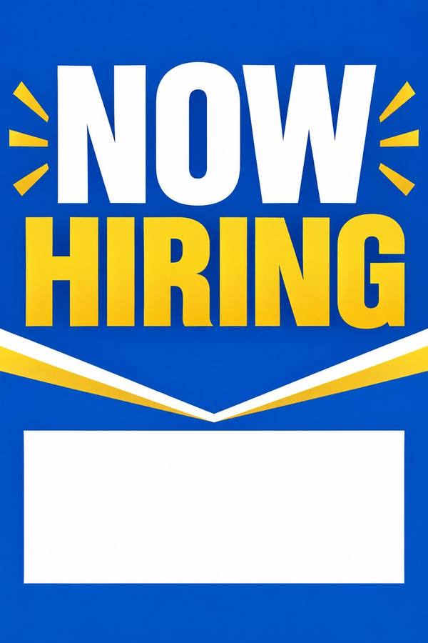 Now Hiring sign, type