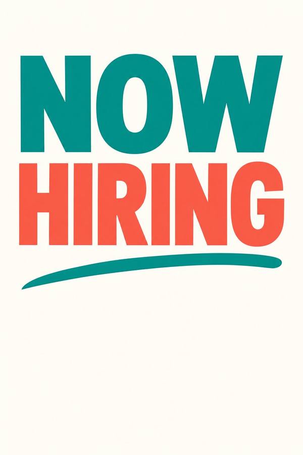 Now Hiring sign, clean