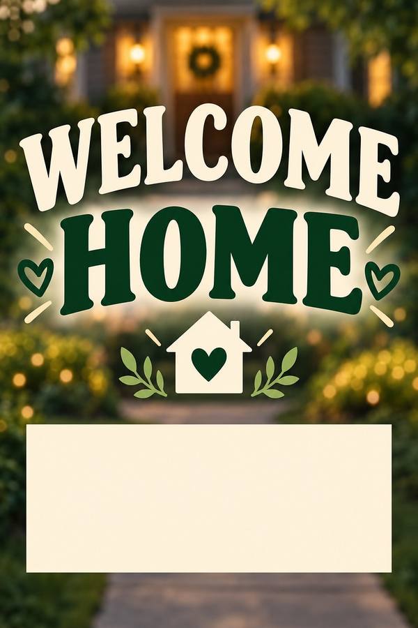 Welcome Home sign, photo