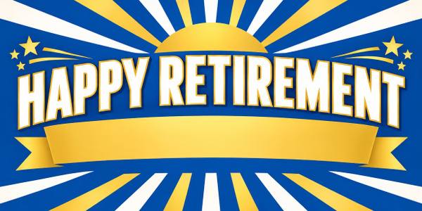 Happy Retirement banner, retro