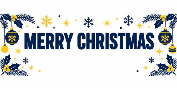 Merry Christmas and Happy Holidays banner, illustrated