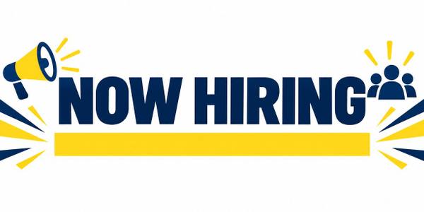 Now Hiring banner, illustrated