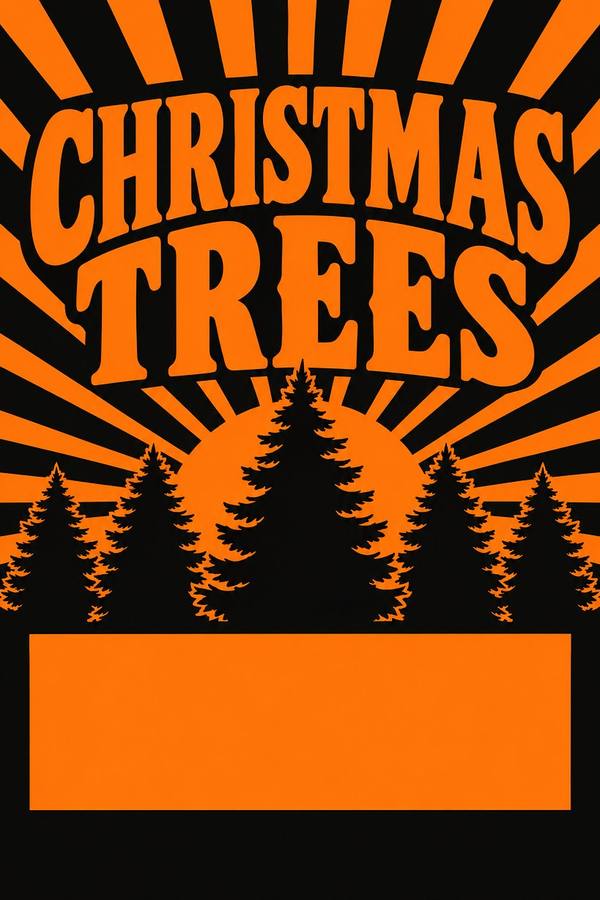Pumpkin Patch and Christmas Trees sign, retro