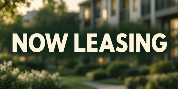 Now Leasing and Apartments Available banner, photo