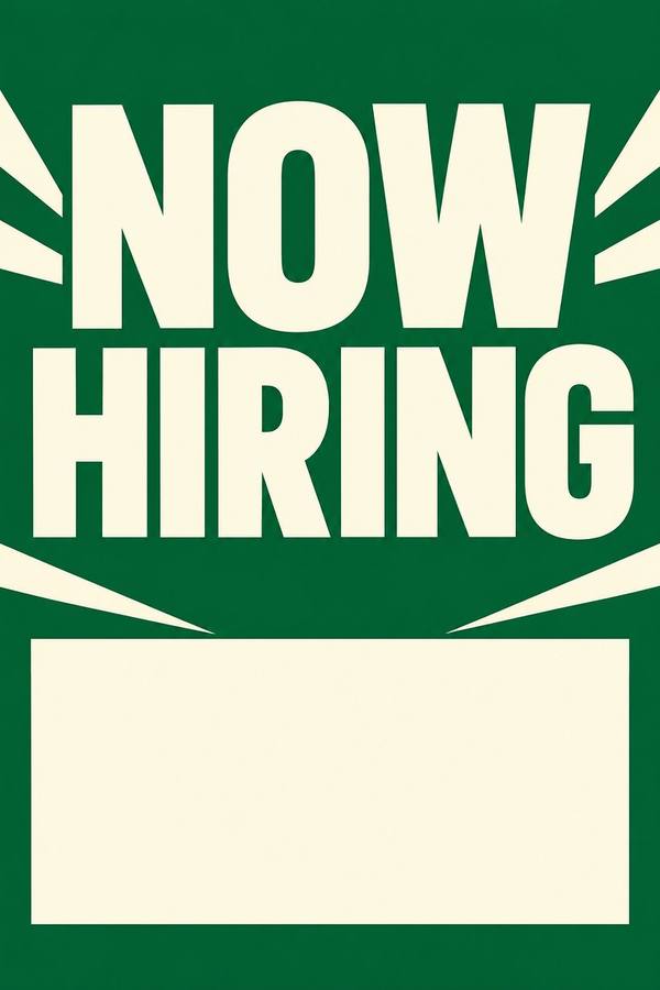 Now Hiring sign, type