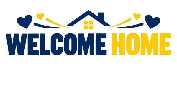 Welcome Home banner, illustrated