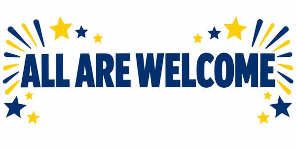 Church Welcome and Vacation Bible School banner, illustrated