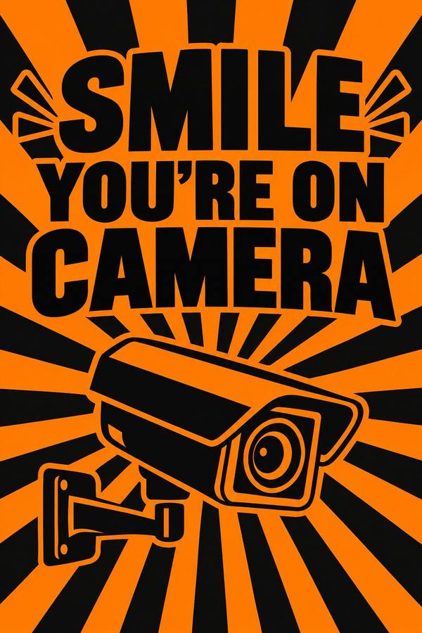 Smile You're On Camera sign, retro