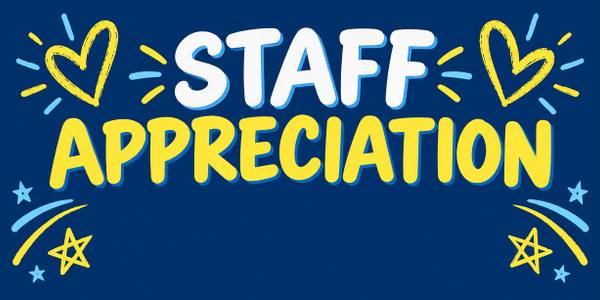 Thank You Teachers and Staff Appreciation banner, chalkboard