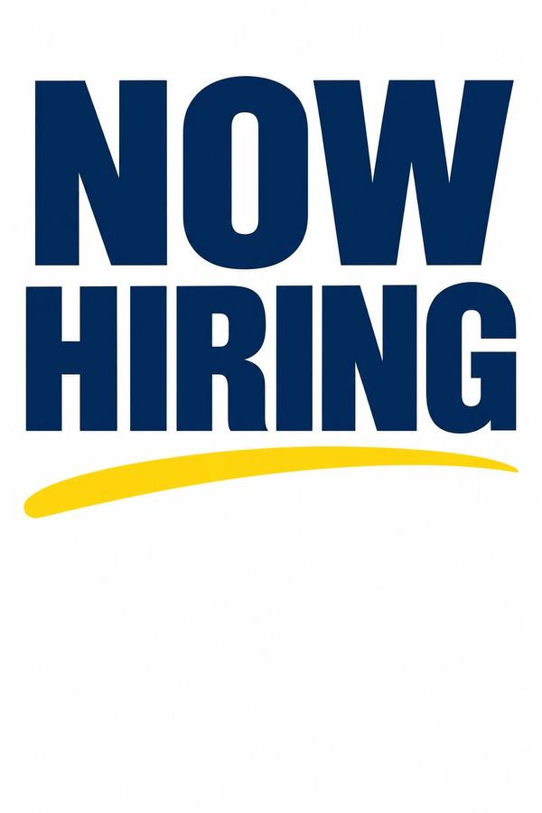 Now Hiring sign, clean