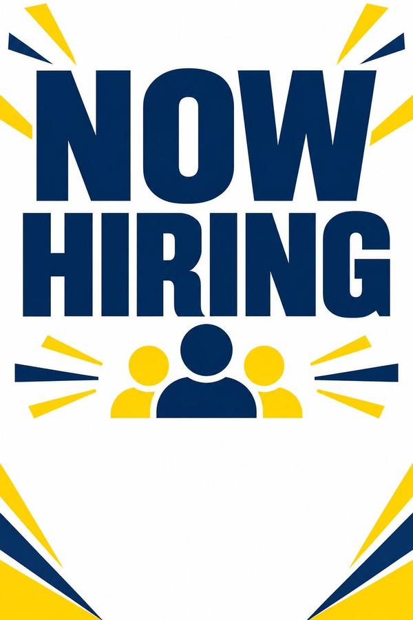 Now Hiring sign, illustrated