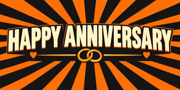 Happy Anniversary banner, retro