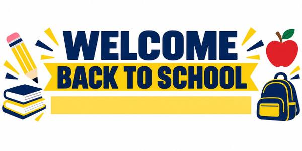 Welcome Back To School banner, illustrated