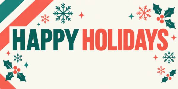 Merry Christmas and Happy Holidays banner, bold