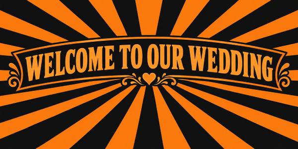 Welcome To Our Wedding banner, retro