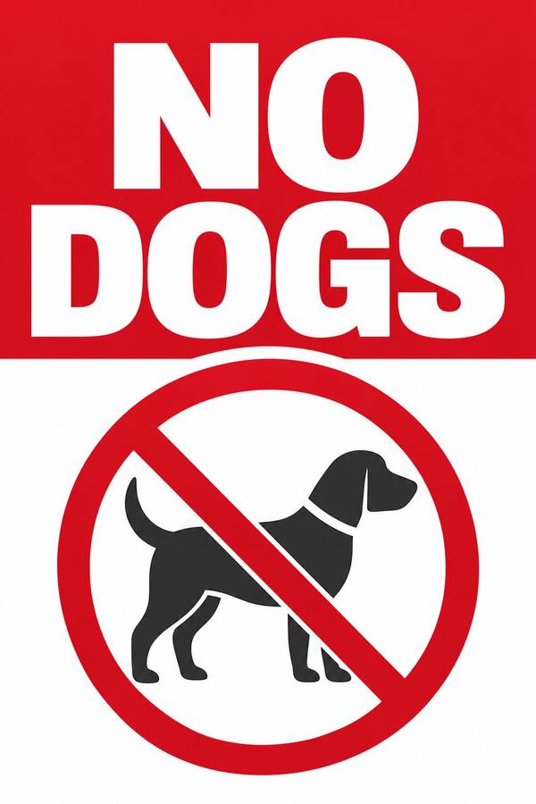 Keep Off The Grass and No Dogs sign, type